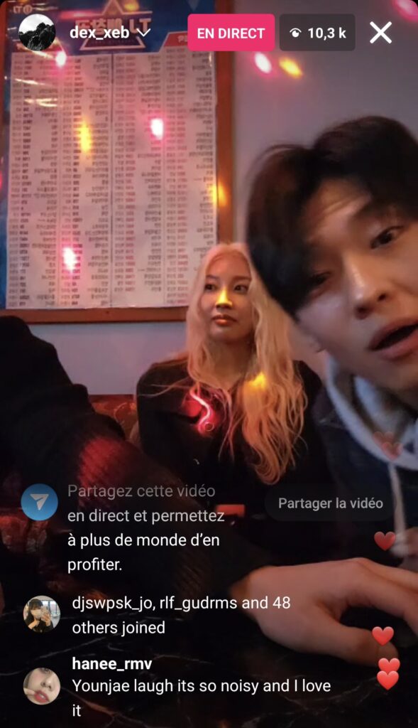 dex_xeb Instalive du 21/02/2023 - Kim Jin-young (Dex), Park Se-jeong, Jo Yoong-jae