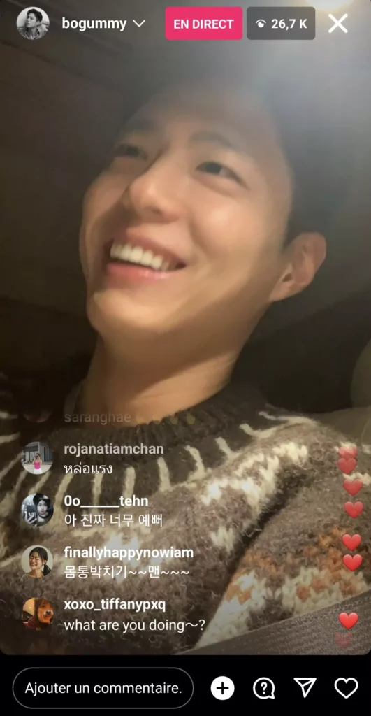 Instalive du 30/11/2023 Park Bo-gum