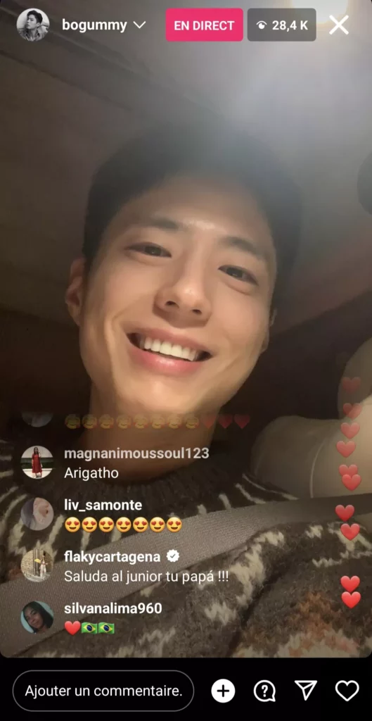 Instalive du 30/11/2023 Park Bo-gum