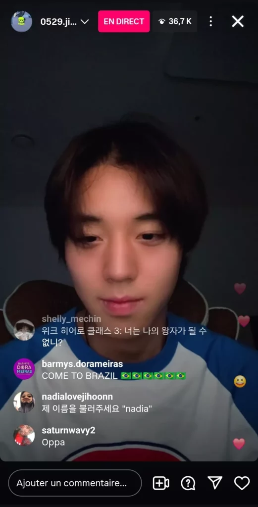 Park Ji Hoon Instalive du 29 mai 2025