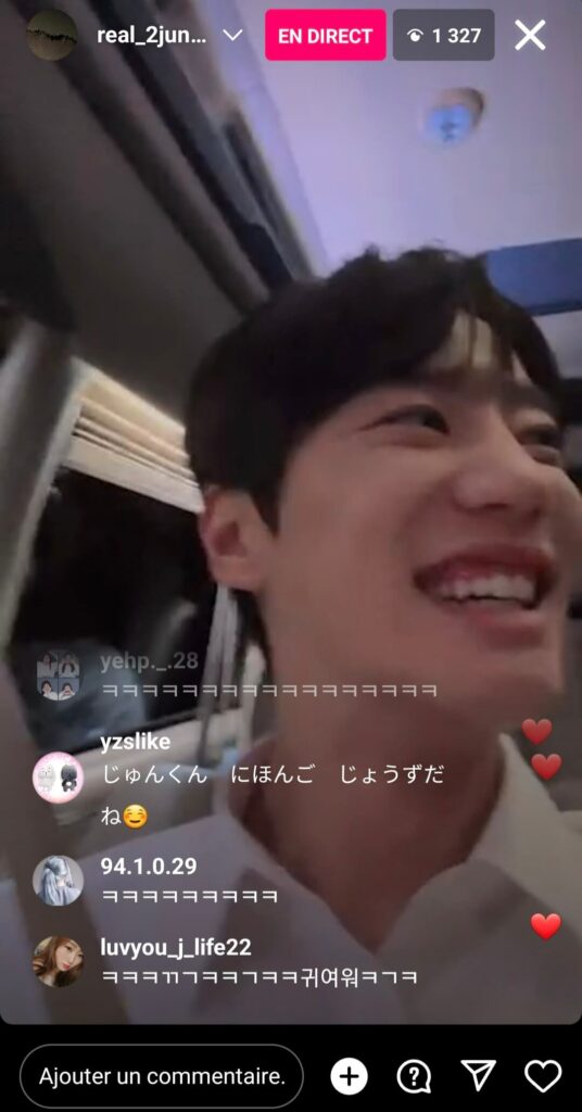 real_2junyoung - instalive du 13 juilllet 2023