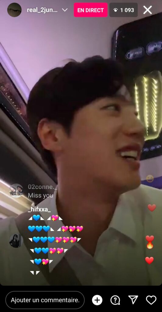 real_2junyoung - instalive du 13 juilllet 2023