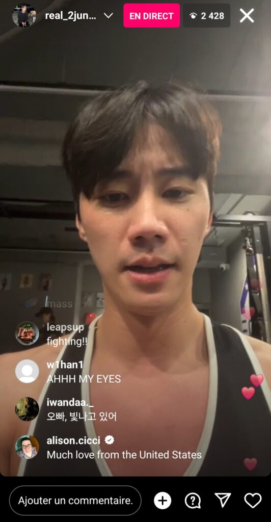 Lee Jun-young instalive du 20/12/2023