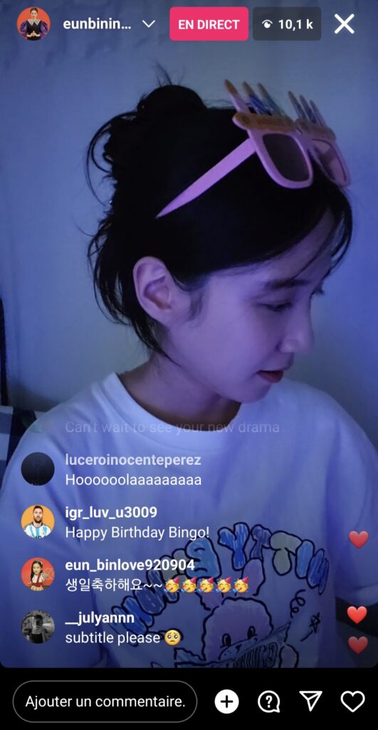 |Instalive du 04/09/2023 KST pour son anniversaire - Park Eun-bin
