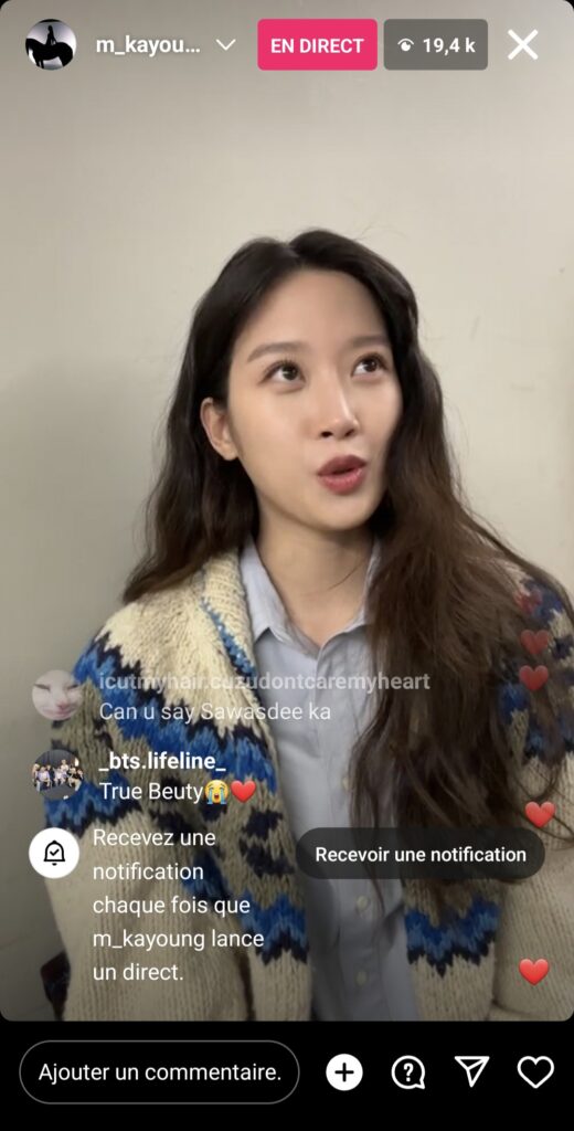 Moon Ga-young instalive du 23/12/2022