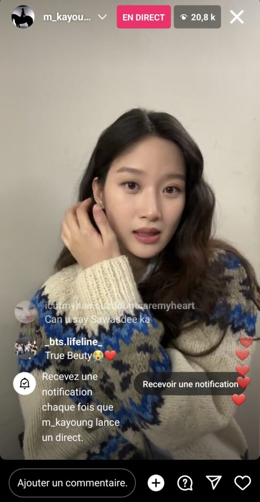 Moon Ga-young instalive du 23/12/2022