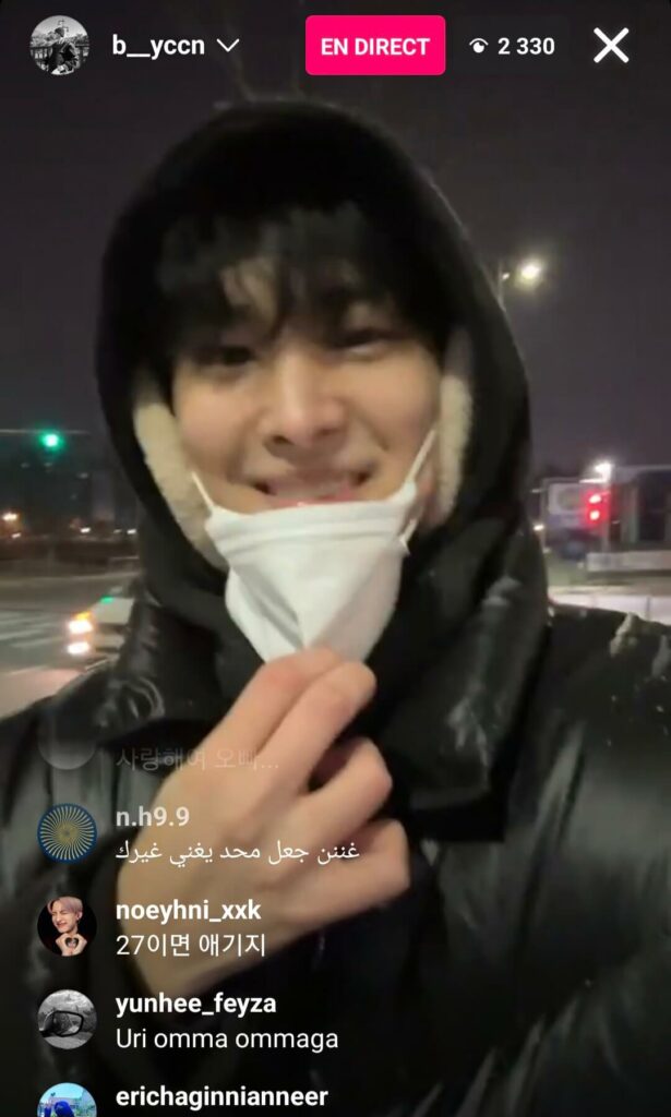 |b_yccn Instagram - instalive du 26 janvier 2023