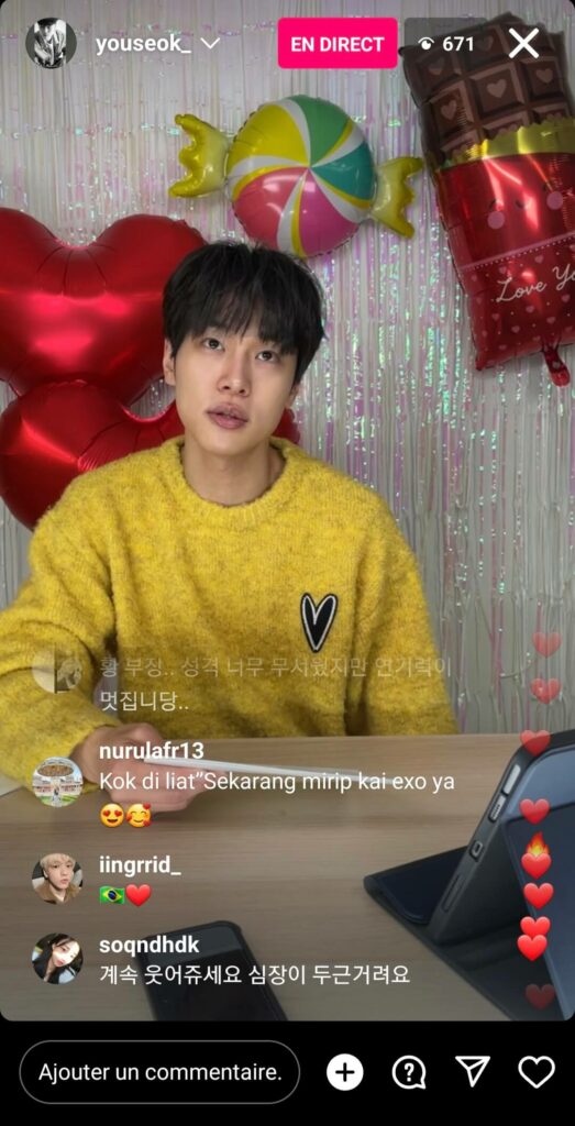 Kang You-seok 강유석 instalive de la saint-valentin 2023