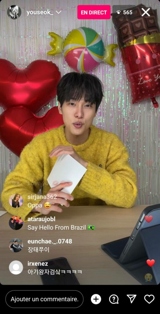 Kang You-seok 강유석 instalive de la saint-valentin 2023