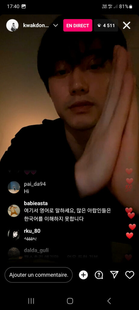 Kwak Dong-yeon instalive du 04/02/2021 à 1h du matin 