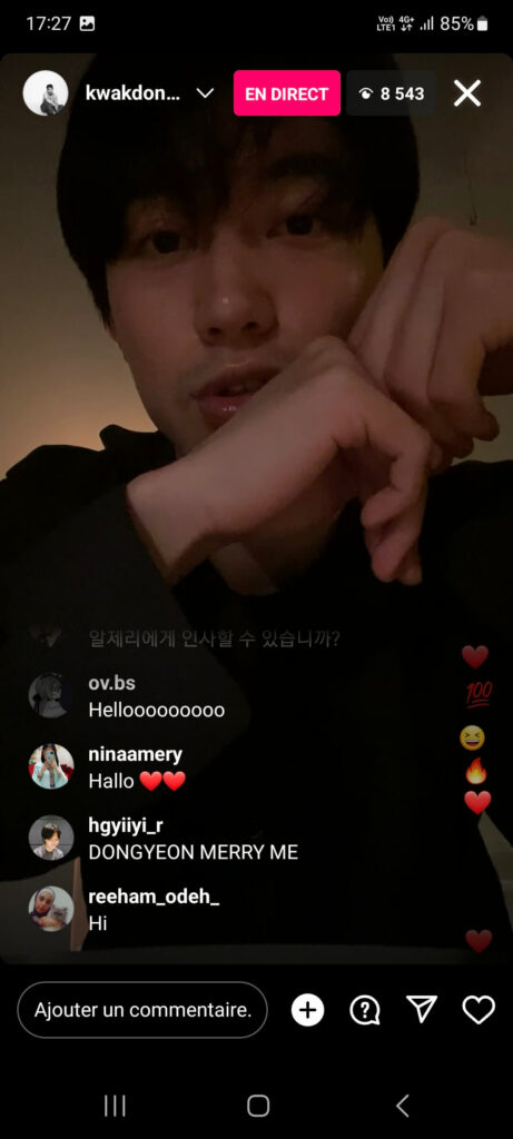 Kwak Dong-yeon instalive du 04/02/2021 à 1h du matin 