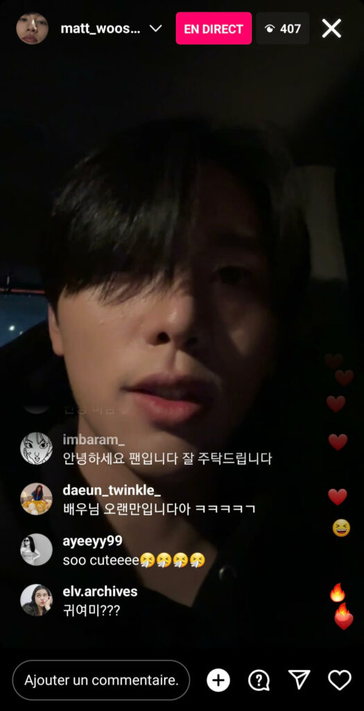 Kim Woo-seok Instalive du 29/11/2022