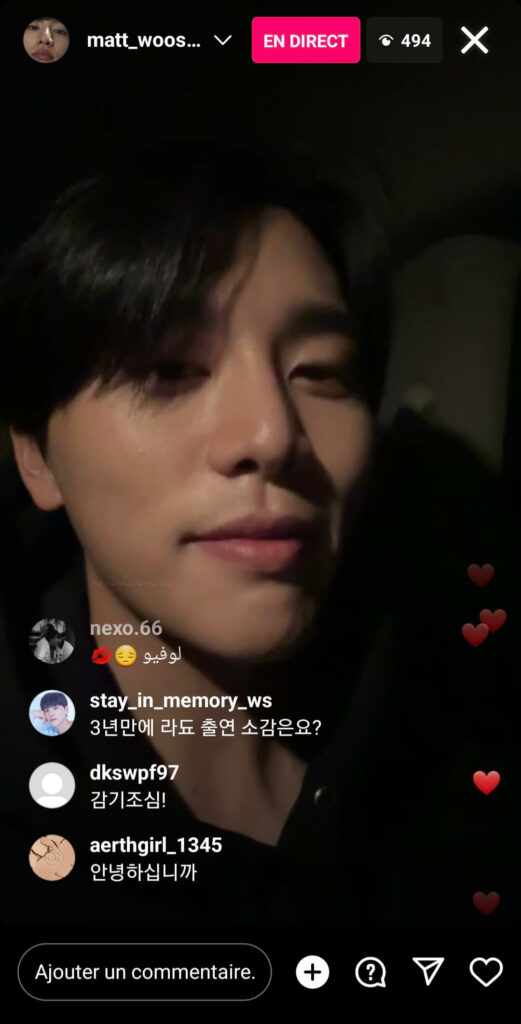 Kim Woo-seok Instalive du 29/11/2022