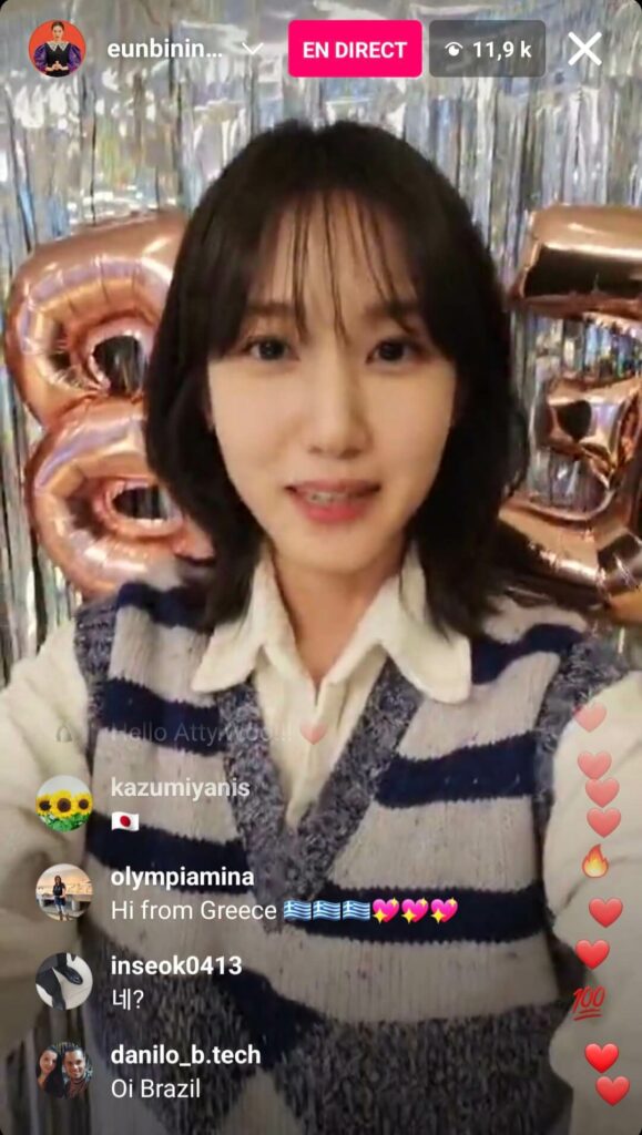 Park Eun Bin - Instalive du 30/01/2023