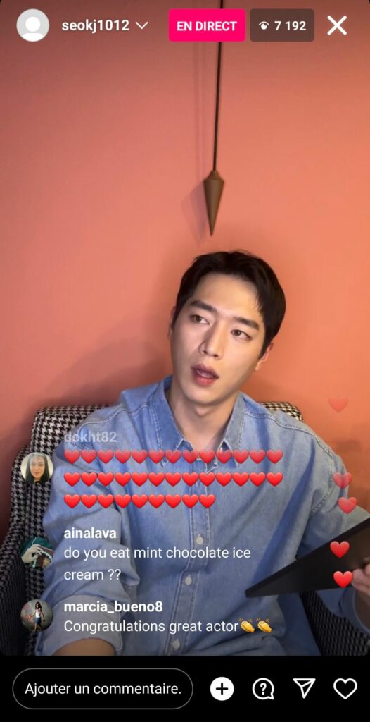 Seo Kang-joon instalive du 08 juillet 2023