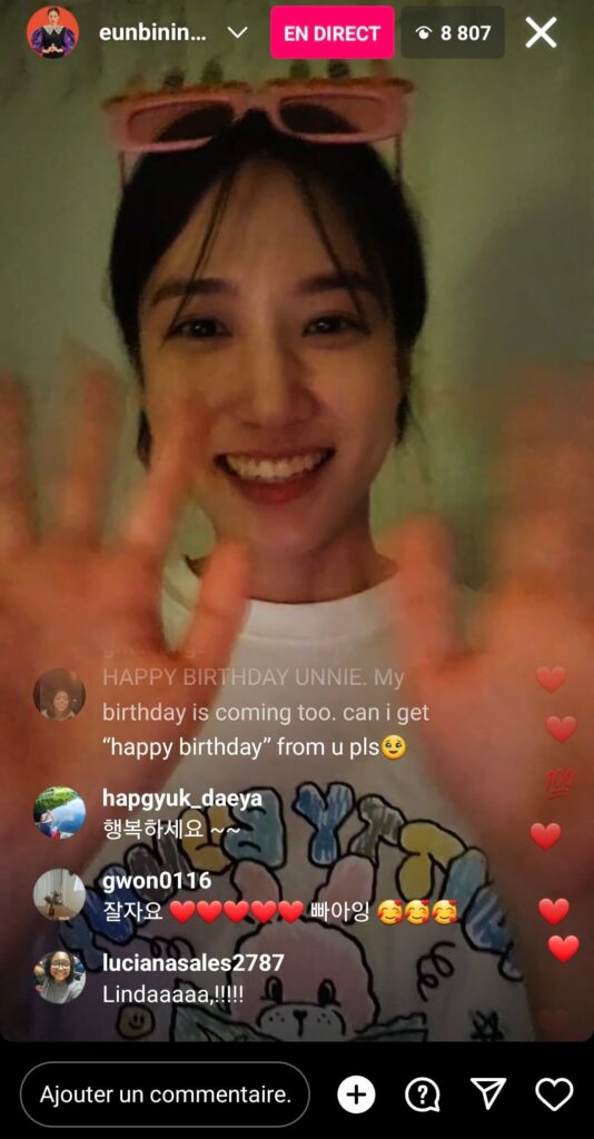 |Instalive du 04/09/2023 KST pour son anniversaire - Park Eun-bin