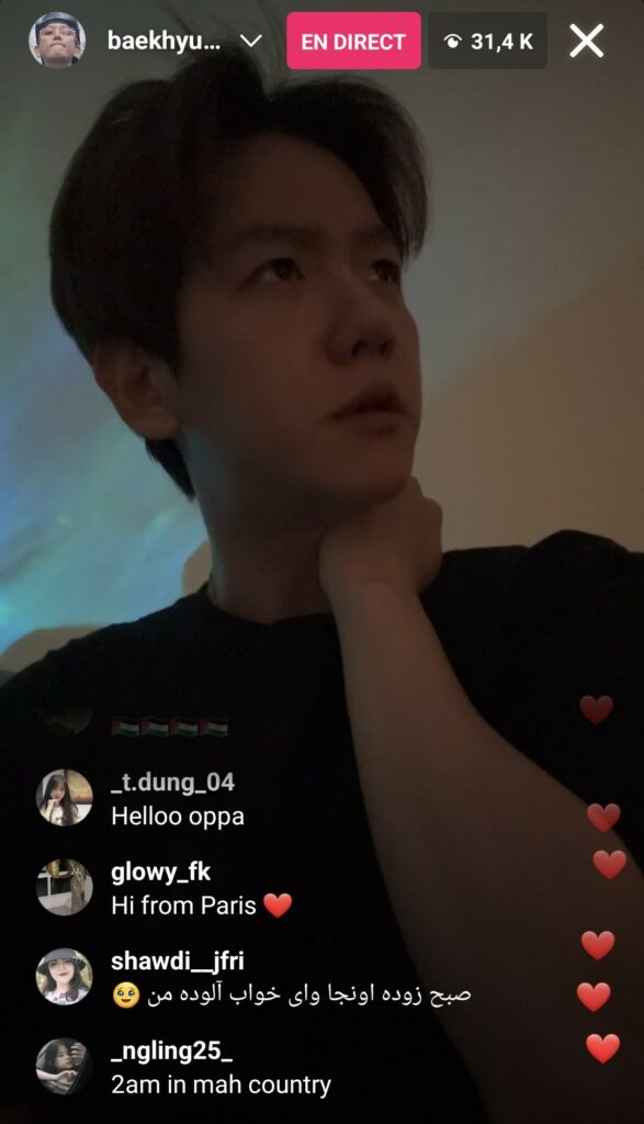 Instalive du 01/12/2023 Baekhyun