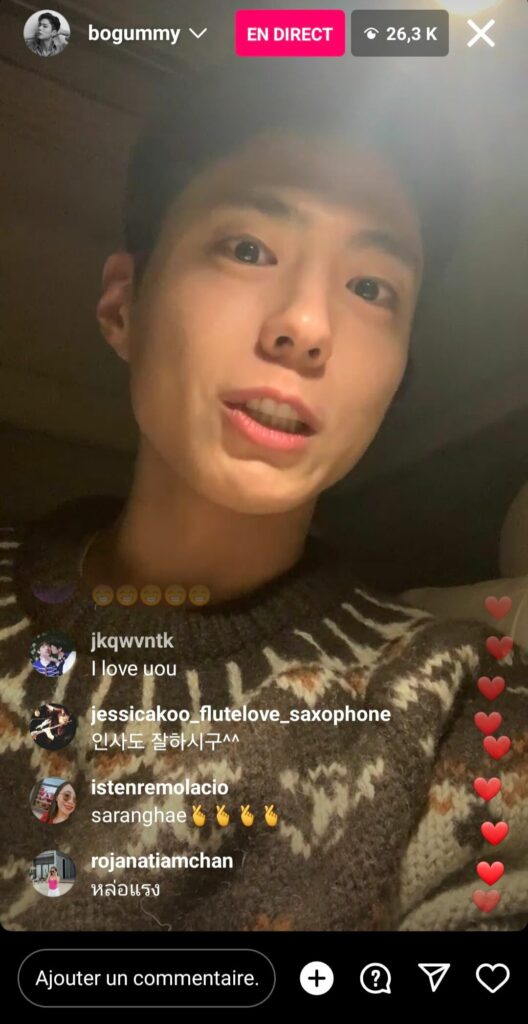 Instalive du 30/11/2023 Park Bo-gum