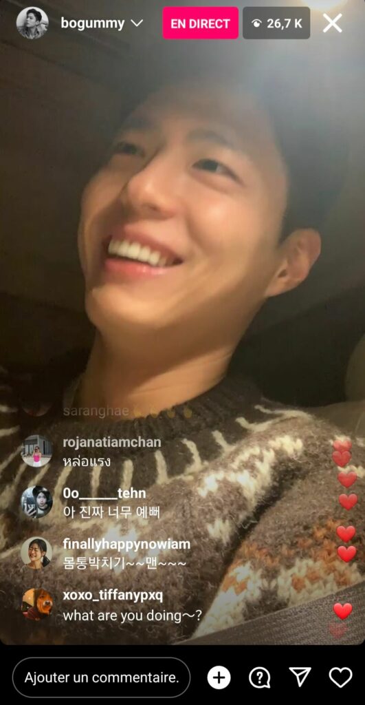 Instalive du 30/11/2023 Park Bo-gum