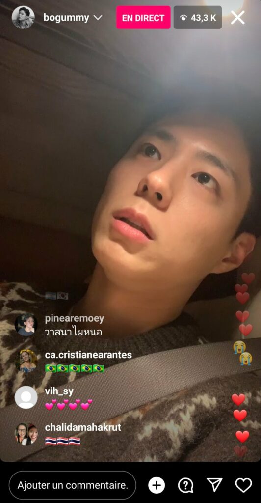 Instalive du 30/11/2023 Park Bo-gum