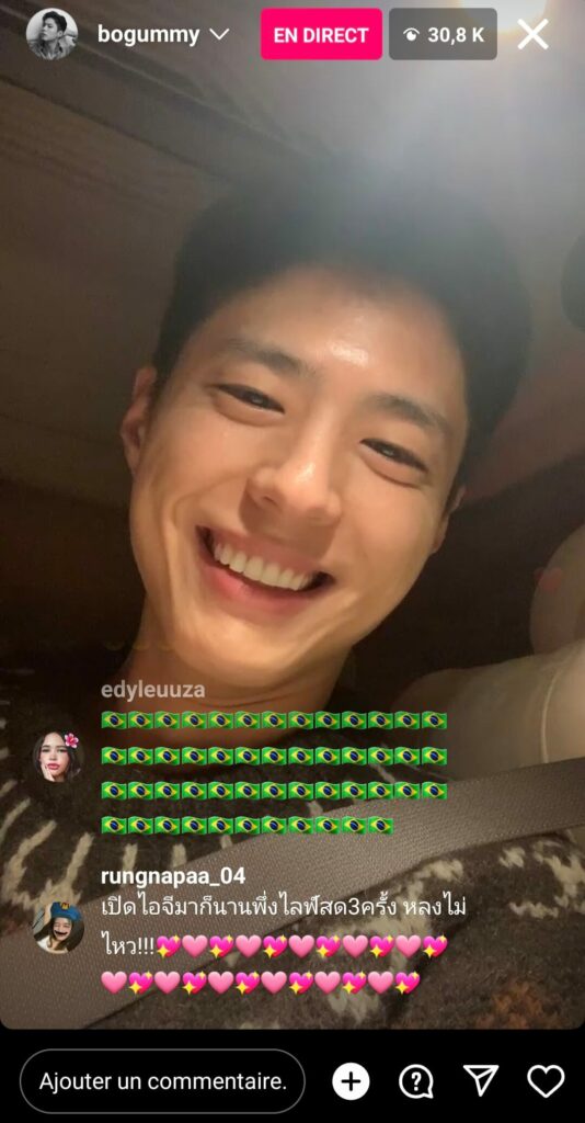 Instalive du 30/11/2023 Park Bo-gum