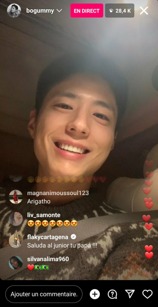 Instalive du 30/11/2023 Park Bo-gum