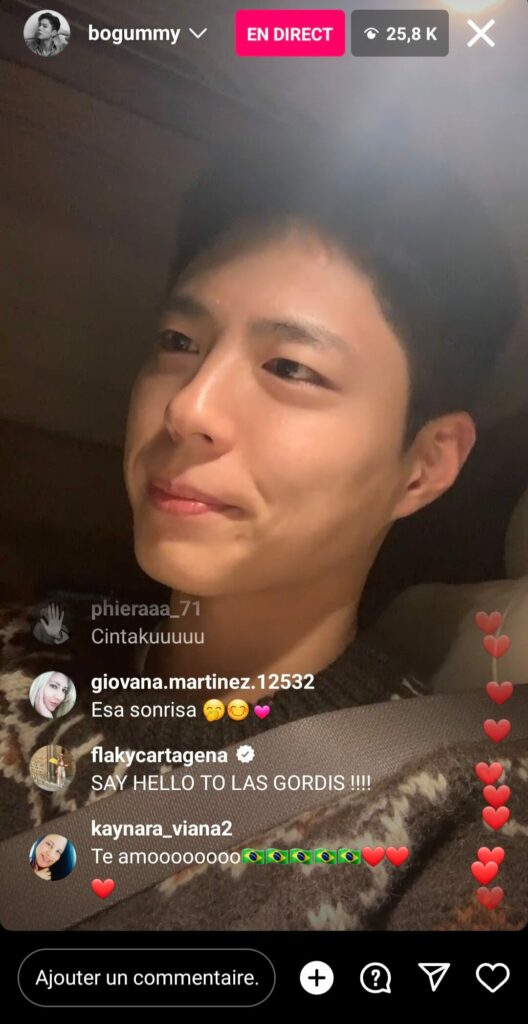 Instalive du 30/11/2023 Park Bo-gum