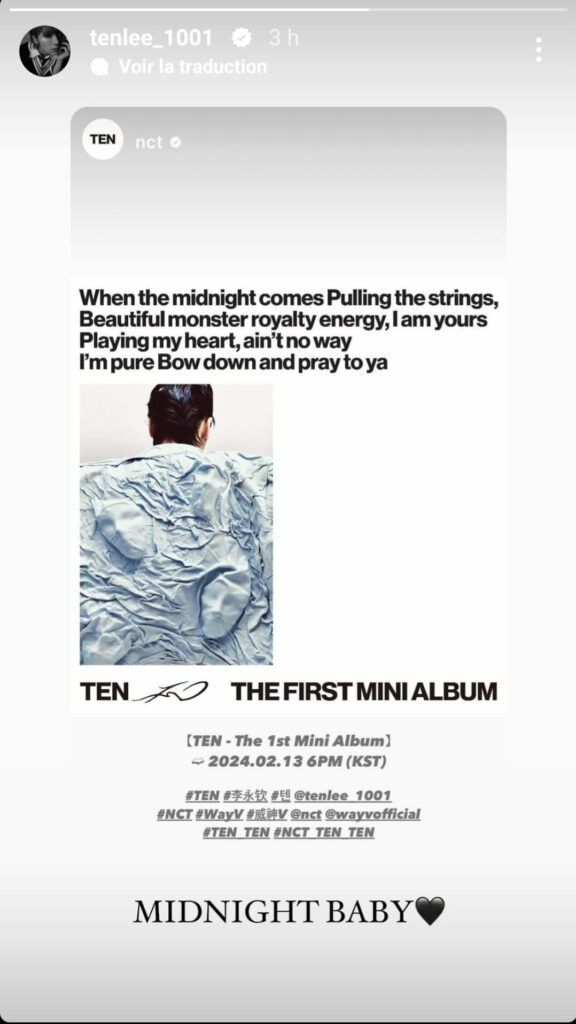 Ten annonce 1er mini album