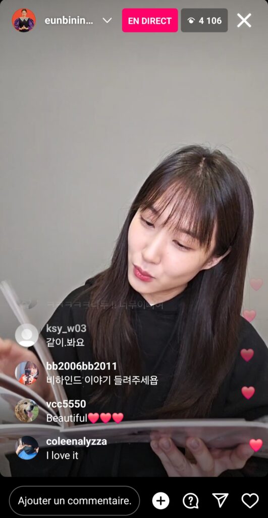 Park eun bin instalive du 03 février 2024