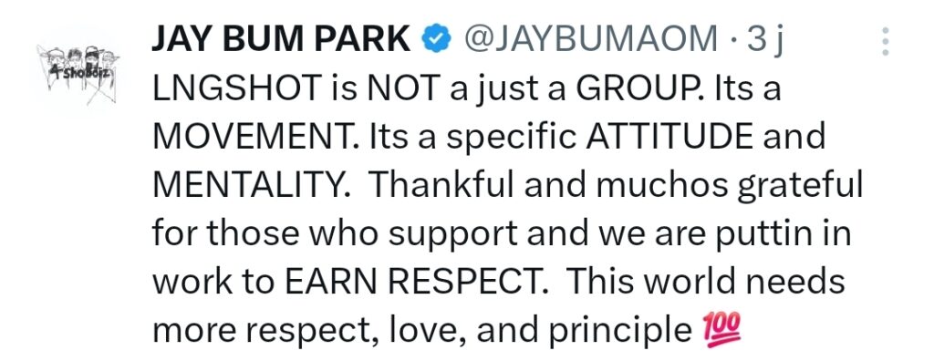 Jay Bum Park - X - 09 02 2026 - LNGSHOT is an attitude